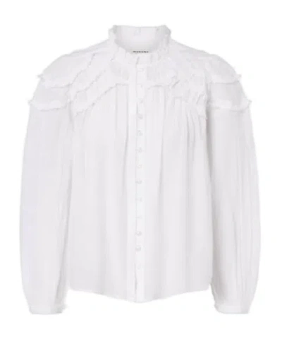 Isabel Marant Étoile Christa Ruffled Cotton-blend Blouse In White