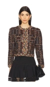 Isabel Marant Étoile Christy Embellished Quilted Printed Cotton-voile Jacket In Burnt Orange,chocolate