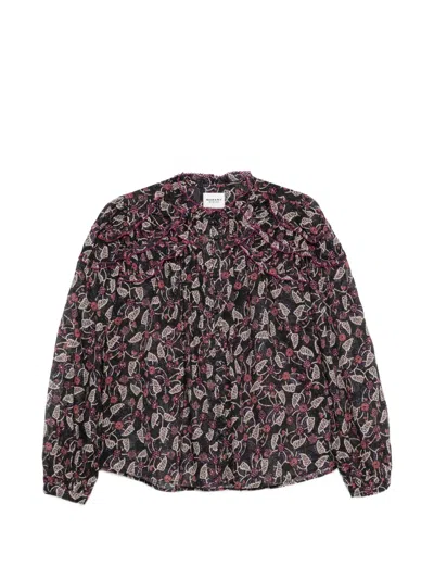 Isabel Marant Étoile Chrsita Floral-print Ruffled Blouse In Black