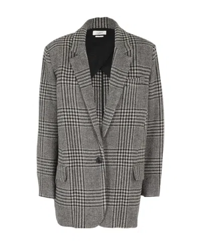 Isabel Marant Étoile Cikaito Oversized Plaid Coat In Black