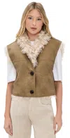 Isabel Marant Étoile Shearling Faux Leather Clara Gilet In Brown