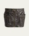 Isabel Marant Étoile Claudine Faux Leather Zip Mini Skirt In Faded Black