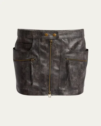 Isabel Marant Étoile Claudine Faux Leather Zip Mini Skirt In Faded Black