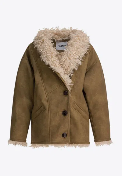 Isabel Marant Étoile Clea Shearling Jacket In Brown
