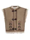 Isabel Marant Étoile Clemencia Embroidered Shearling Vest In Neutral