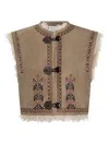 Isabel Marant Étoile Clemencia Suede Short Vest With Shearling Lining Clothing In Brown