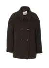 Isabel Marant Étoile Double-breasted Brown Coat With Structured Collar In Brown