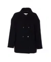 Isabel Marant Étoile Double-breasted Coat With Notched Lapels And Front Pockets In Black