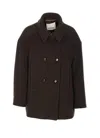 Isabel Marant Étoile Double-breasted Brown Coat With Structured Collar In Brown