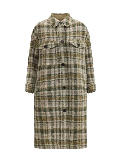 Isabel Marant Étoile Khaki Fontizi Wool Blend Coat In Green