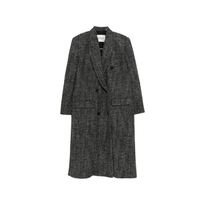 Isabel Marant Étoile Double-breasted Long-sleeve Coat In Gray