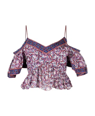 ISABEL MARANT ÉTOILE COLD-SHOULDER FLORAL-PRINT BLOUSE