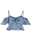 Isabel Marant Étoile Cold-shoulder Ruffle Blouse In Blau