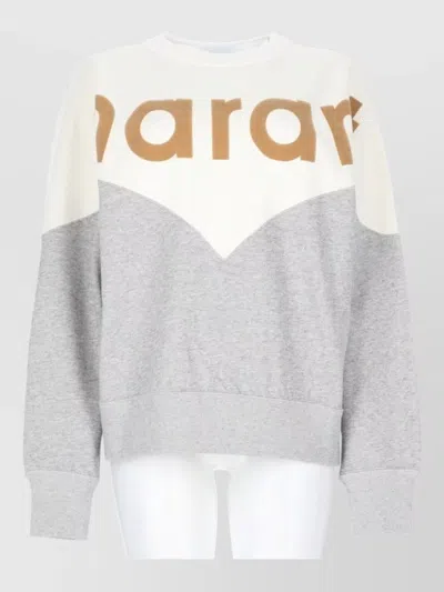 Isabel Marant Étoile Color Block Crew Neck Long Sleeve Top In Gray