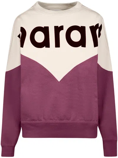 Isabel Marant Étoile Color Block Knit Sweater With Prominent Logo Detail In Pink