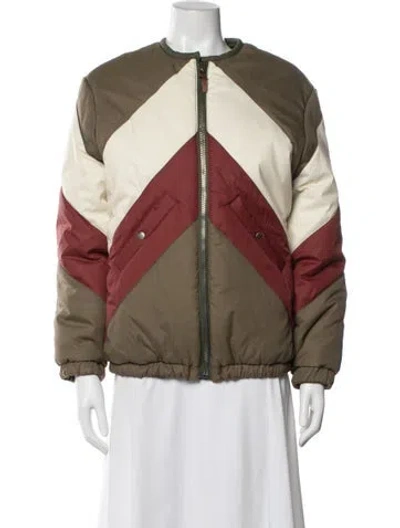 Pre-owned Isabel Marant Étoile Colorblock Pattern Bomber Jacket In Green