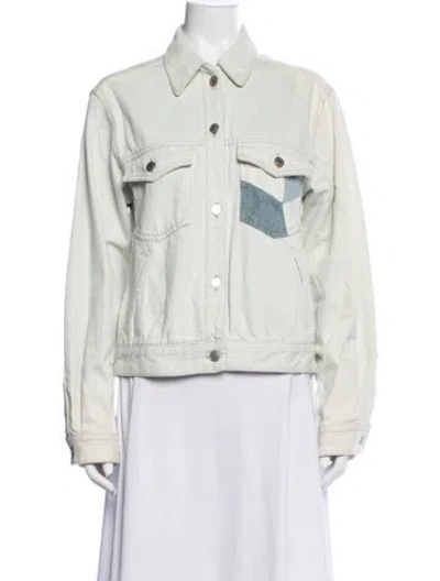 Pre-owned Isabel Marant Étoile Colorblock Pattern Denim Jacket In Green