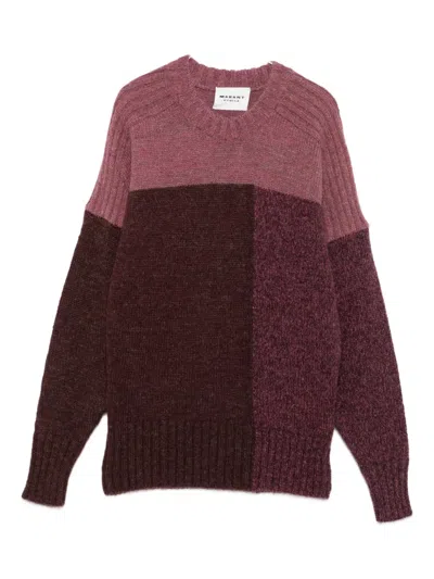 Isabel Marant Étoile Colour-block Ribbed Sweater In Burgundy
