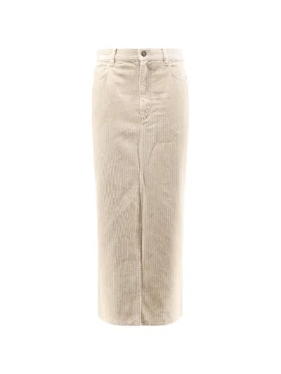 Isabel Marant Étoile Corduroy Front-slit Midi Skirt In Neutral