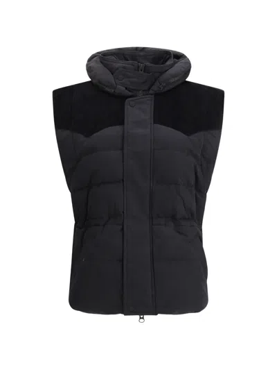 Isabel Marant Étoile Corduroy-panel Hooded Gilet In Black