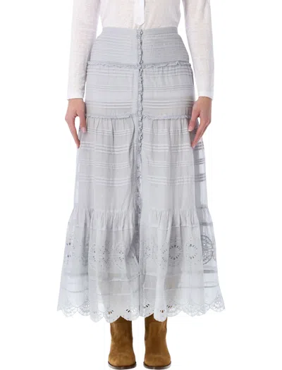 Isabel Marant Étoile Cotton And Lace Paoline Long Skirt In Gray
