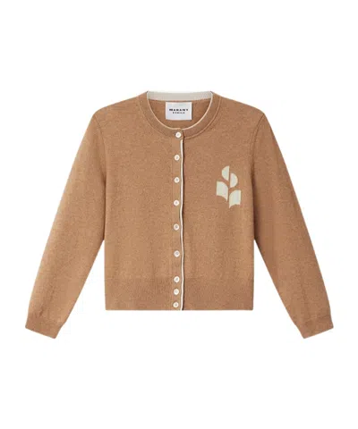 Isabel Marant Étoile Cotton And Wool Logo Cardigan In Neutral
