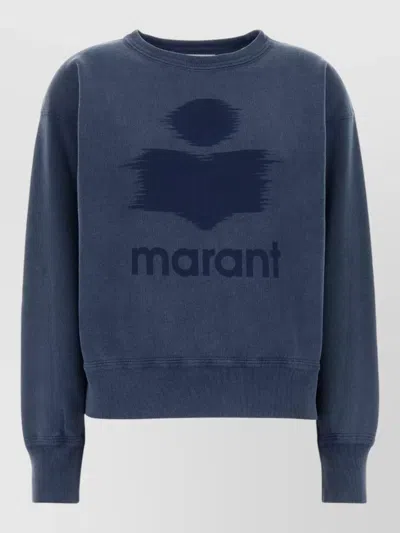 Isabel Marant Étoile Cotton Blend Mobyli Logo Crew Sweatshirt In Blue