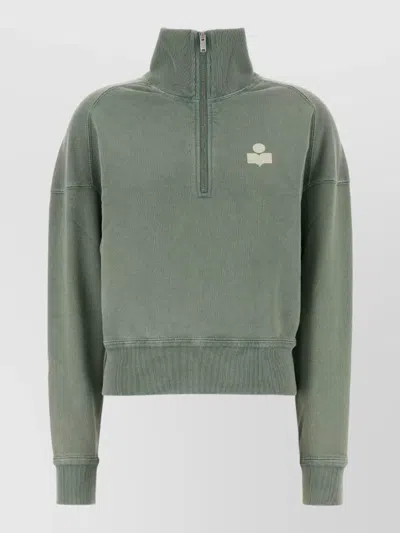 Isabel Marant Étoile Cotton Blend Ross High Collar Sweatshirt In Green