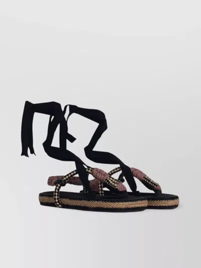 ISABEL MARANT ÉTOILE COTTON BLEND SANDALS AND BEADED DETAIL