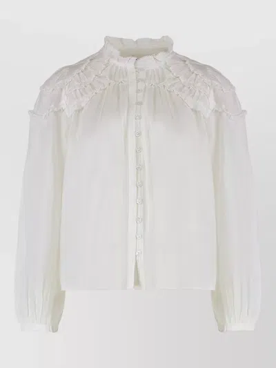 Isabel Marant Étoile Cotton Blouse Christa Ruffled Neckline In White