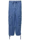 Isabel Marant Étoile Ivy Cargo Pants In Washed Effect Canvas Fabric In Blue