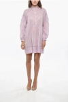 Isabel Marant Etoile Cotton Galia Shirt Dress With Mesh Details In Purple