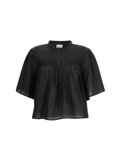 Isabel Marant Étoile Pleated Buttoned Shirt In Black
