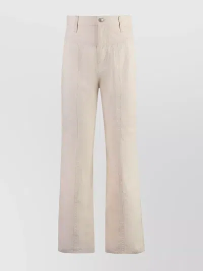 Isabel Marant Étoile Cotton Trousers With Belt Loops And Wide Leg In Beige