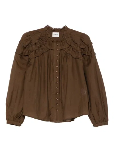 Isabel Marant Étoile Cotton Voile Blouse In Brown