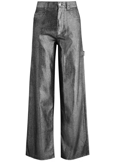 Isabel Marant Étoile Cover Metallic Wide-leg Jeans In Silver