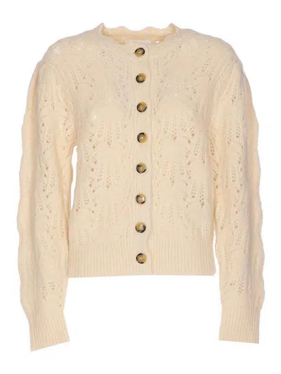 Isabel Marant Étoile Etoile White Knitted Cardigan Buttons Closure In Neutral