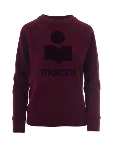 Isabel Marant Étoile Crew Neck Burgundy Sweatshirt With Flocked Logo Detail In Purple