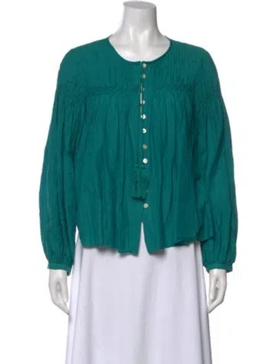 Pre-owned Isabel Marant Étoile Crew Neck Long Sleeve Blouse In Green