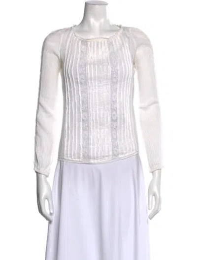 Pre-owned Isabel Marant Étoile Crew Neck Long Sleeve Blouse In White