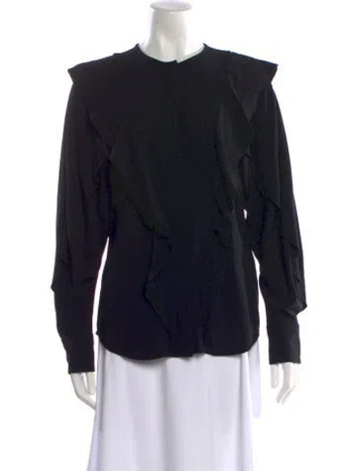 Pre-owned Isabel Marant Étoile Crew Neck Long Sleeve Button-up Top In Black