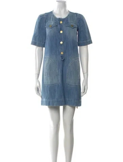 Pre-owned Isabel Marant Étoile Crew Neck Mini Dress In Blue