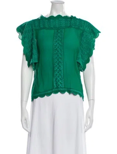 Pre-owned Isabel Marant Étoile Crew Neck Short Sleeve Blouse In Green
