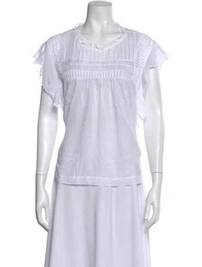 Pre-owned Isabel Marant Étoile Crew Neck Short Sleeve Blouse In White