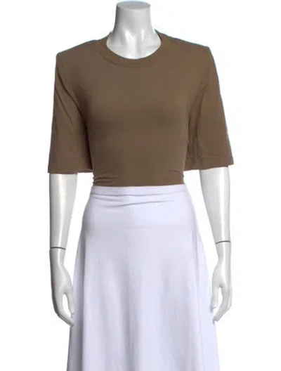 Pre-owned Isabel Marant Étoile Crew Neck Short Sleeve Crop Top In Brown
