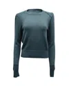 Isabel Marant Étoile Crew Neck Sweater With Puff Sleeves In Seafoam Green Cotton In Green
