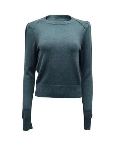Isabel Marant Étoile Crew Neck Sweater With Puff Sleeves In Seafoam Green Cotton