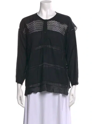 Pre-owned Isabel Marant Étoile Crew Neck Three-quarter Sleeve Blouse In Black