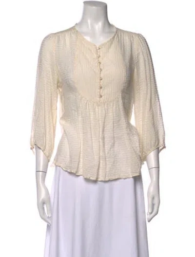 Pre-owned Isabel Marant Étoile Crew Neck Three-quarter Sleeve Blouse In Neutrals