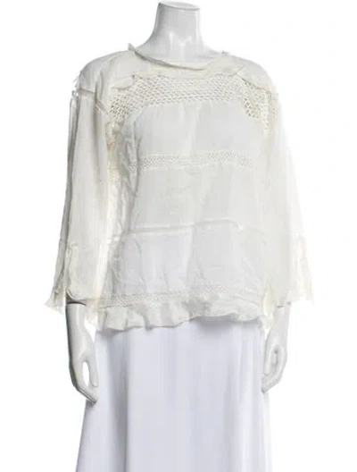Pre-owned Isabel Marant Étoile Crew Neck Three-quarter Sleeve Blouse In White